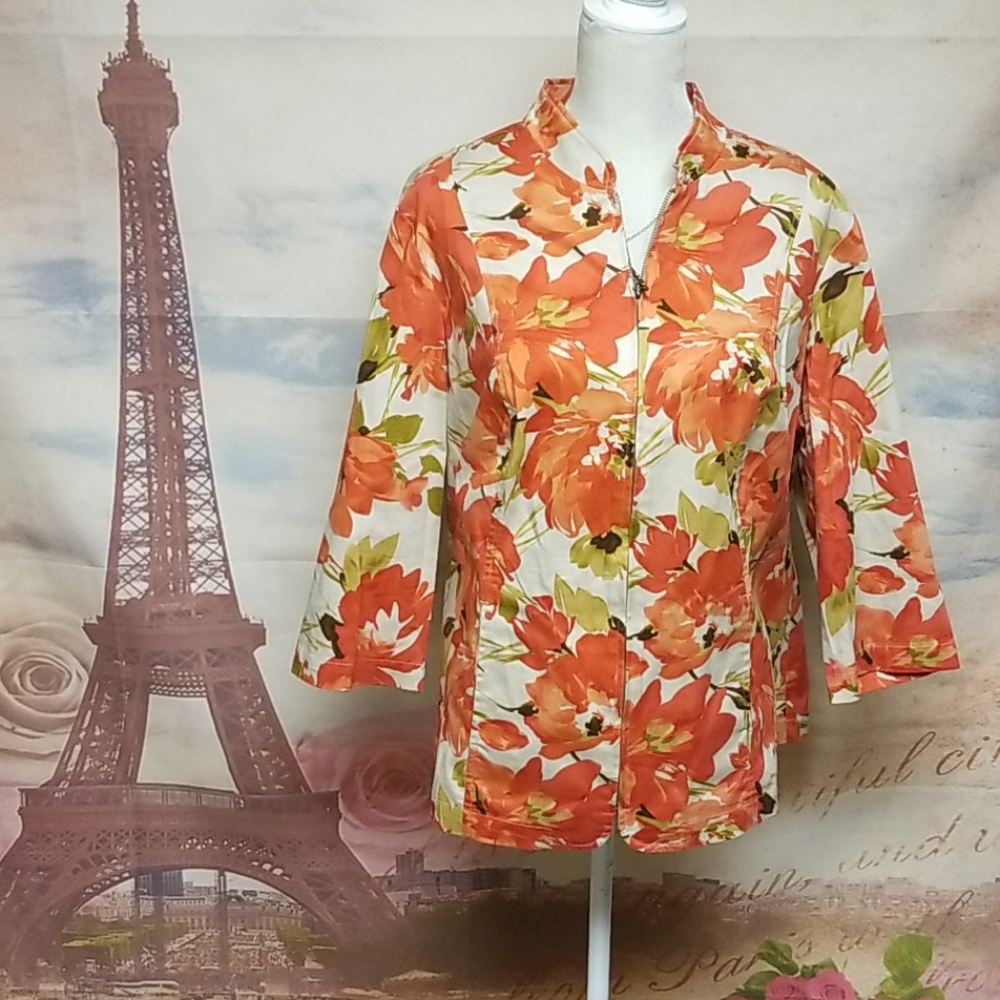 C.j. Banks floral zippered jacket
